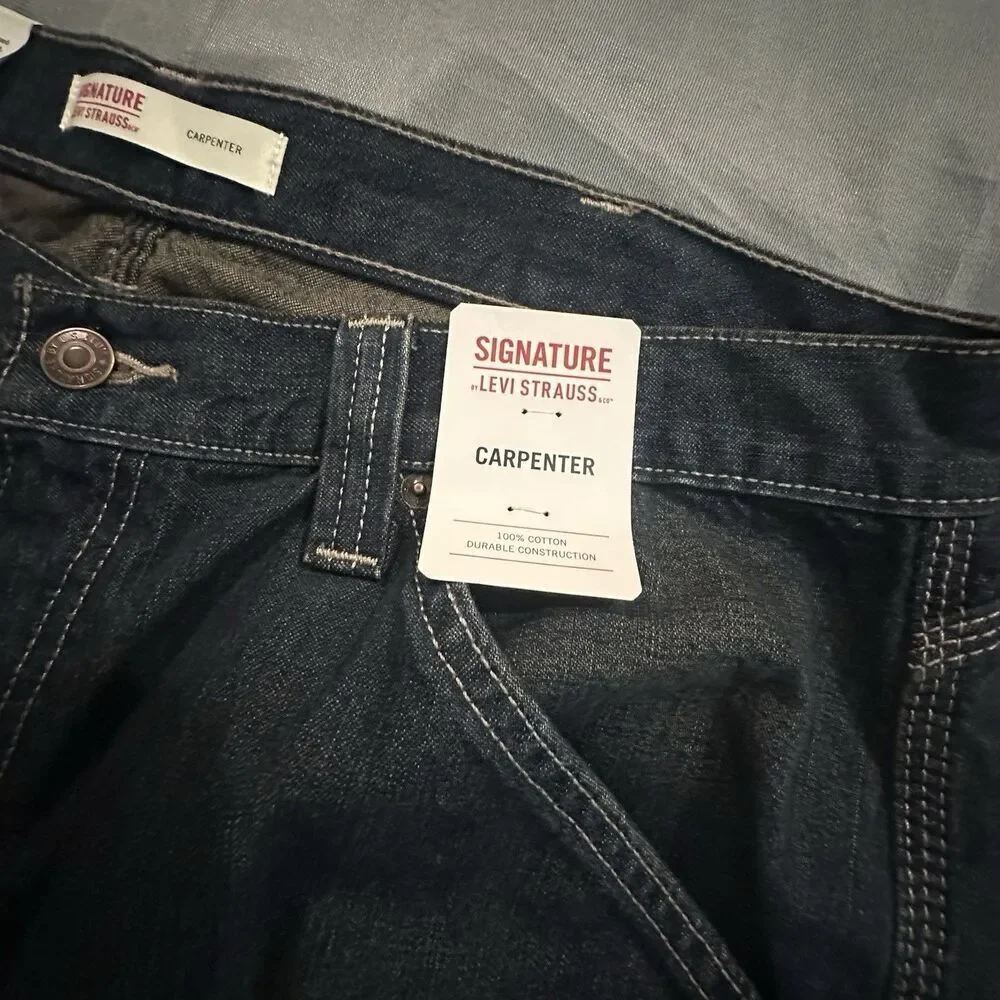Levis Jeans Mens 38x30 Signature Strauss Carpenter Dark Wash Workwear Relaxed